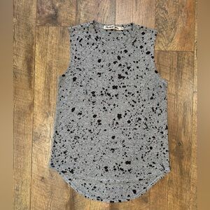 Michael Stars Gray and Black(sheer) Splatter Tank Top Size Medium